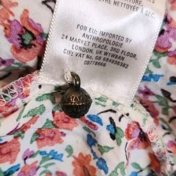Anthropologie Maeve Hiver Floral‎ Boho Buttondown Blouse Size 6 - Picture 9 of 9